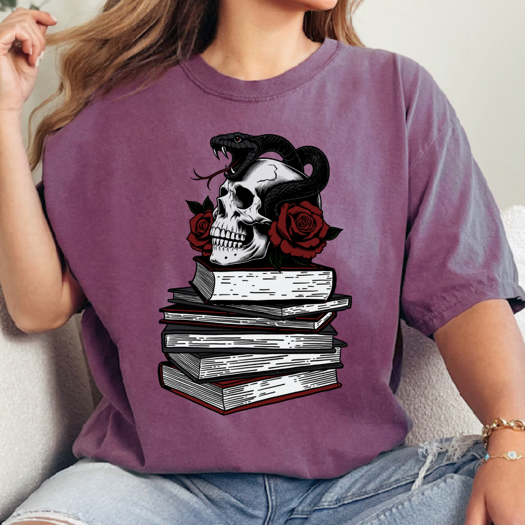 Skull & Snake Book Stack T-Shirt
