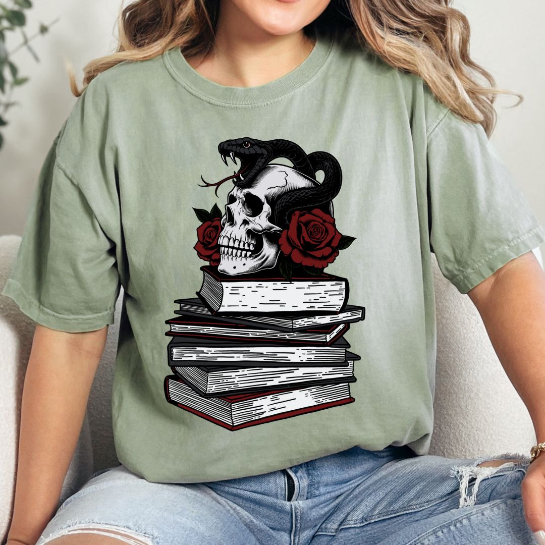 Skull & Snake Book Stack T-Shirt