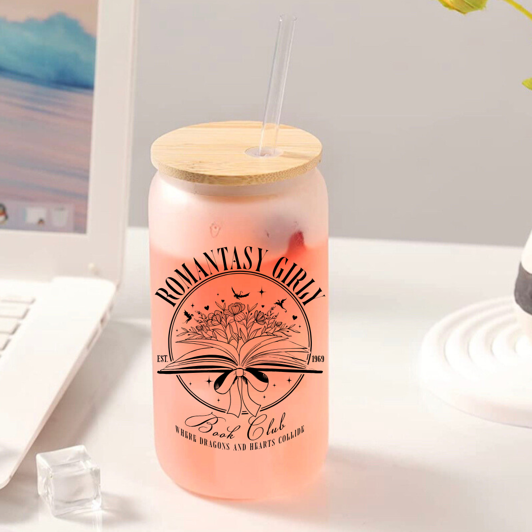 Romantasy Girly Frosted Glass Tumbler