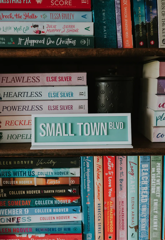 Small Town Blvd Bookshelf Sign