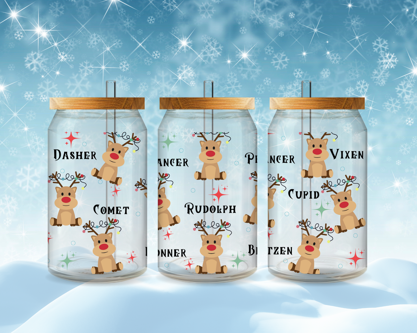 Reindeer Glass Tumbler