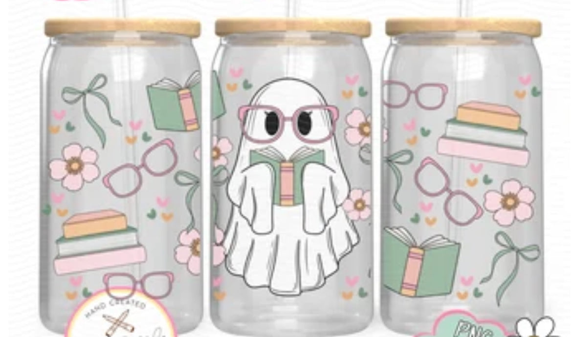 Reading Ghost and Glasses Glass Tumbler