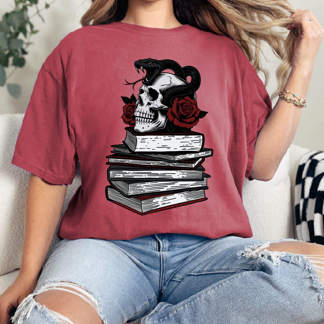 Skull & Snake Book Stack T-Shirt