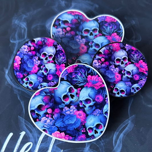 Neon Floral Skulls Popsocket