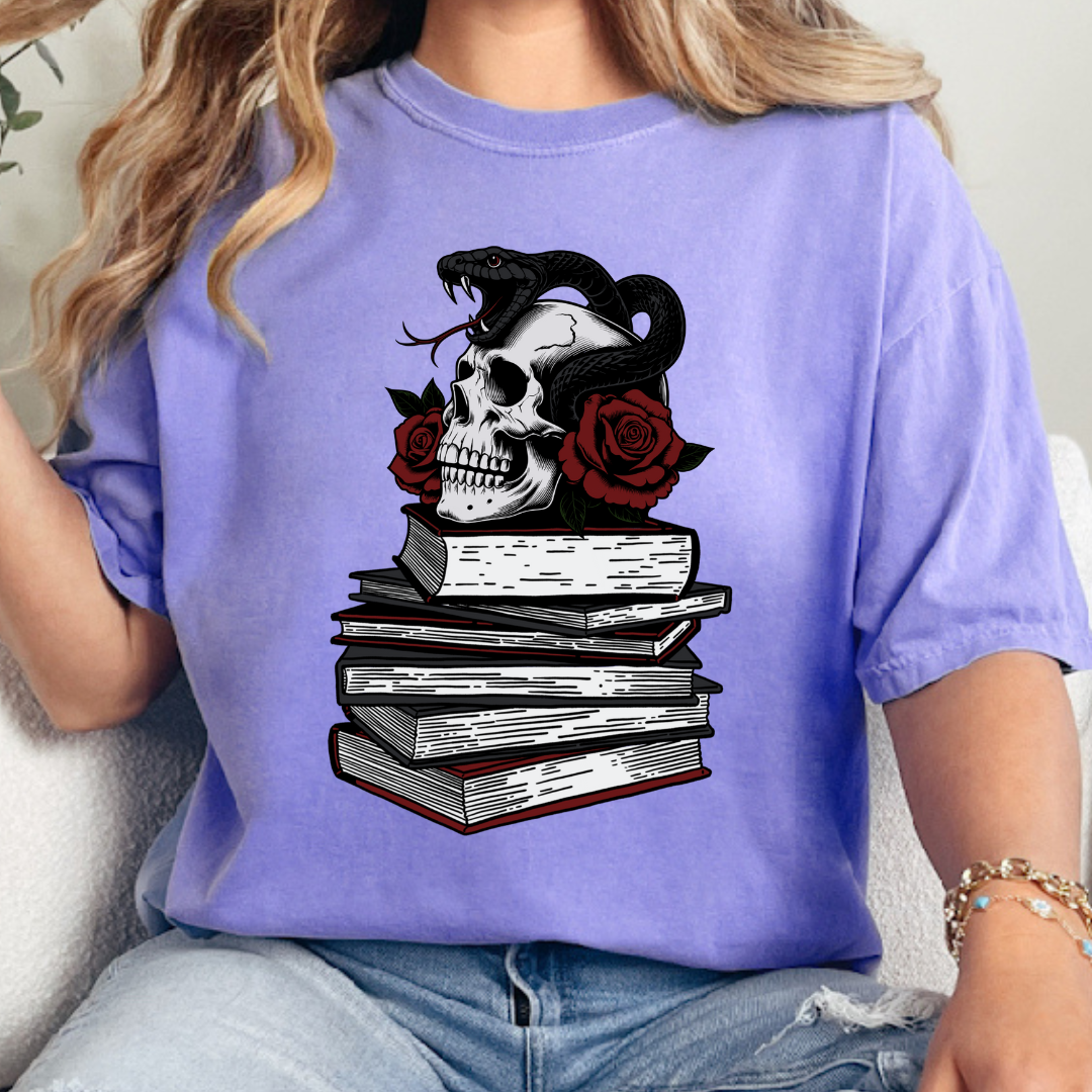 Skull & Snake Book Stack T-Shirt