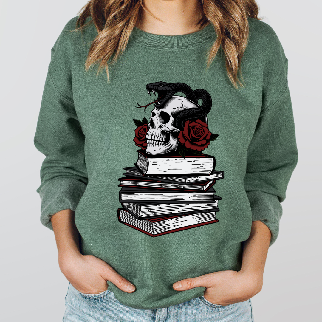 Skull & Snake Book Stack Crewneck