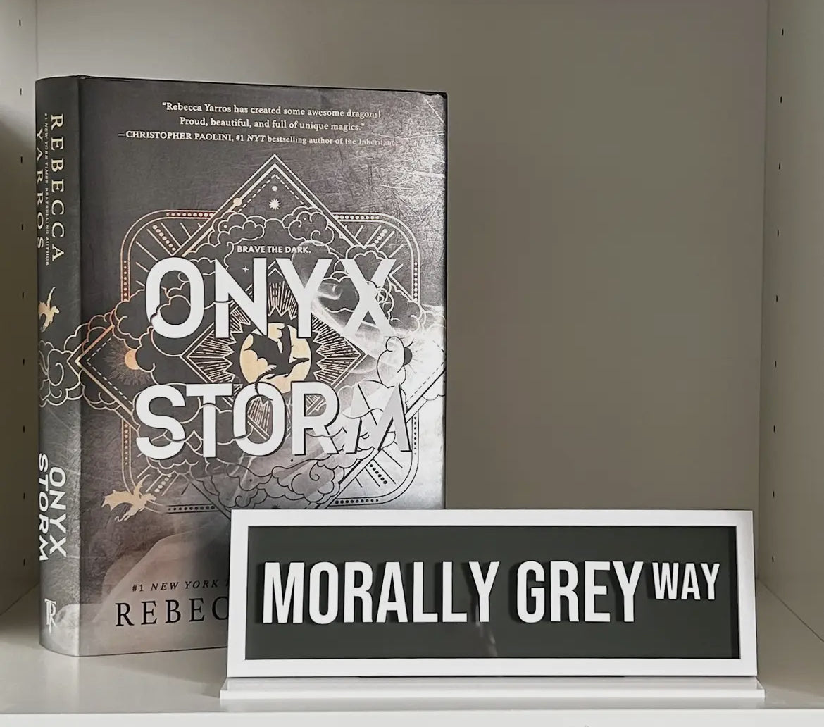 Morally Grey Bookshelf Sign
