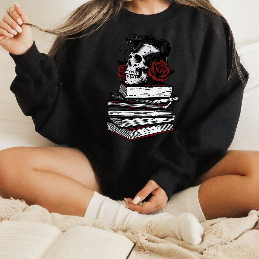 Skull & Snake Book Stack Crewneck