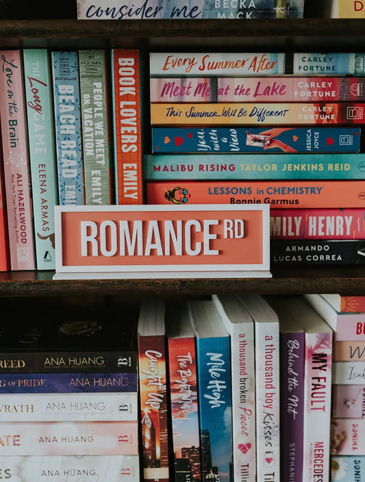 Romance Rd Bookshelf Sign