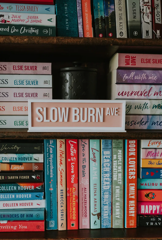 Slow Burn Ave Bookshelf Sign