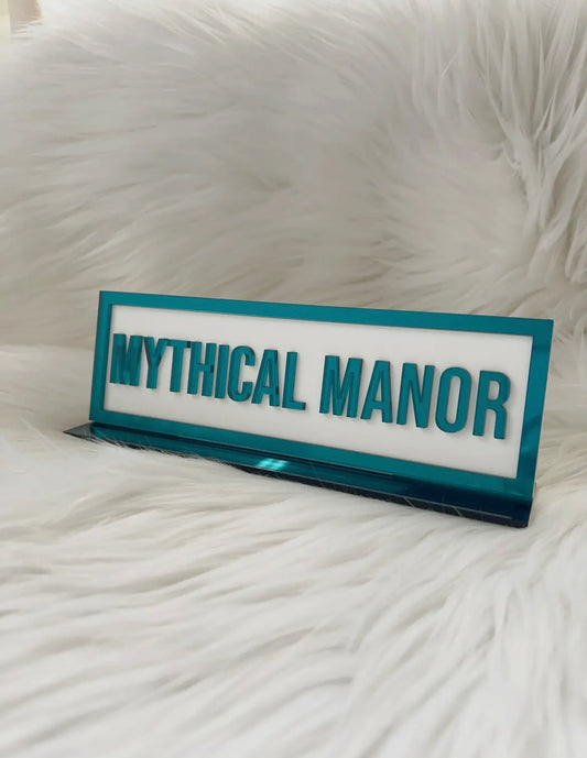 Mythical Manor Bookshelf Sign