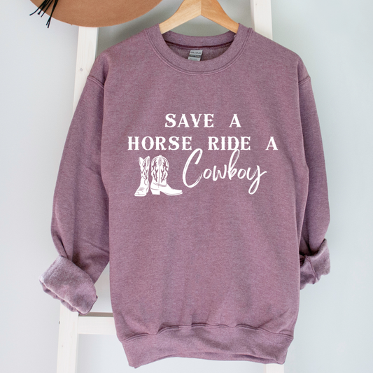 Ride A Cowboy Crewneck Heather Maroon