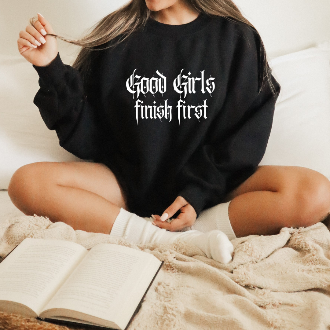 Good Girls Finish First Crewneck Black