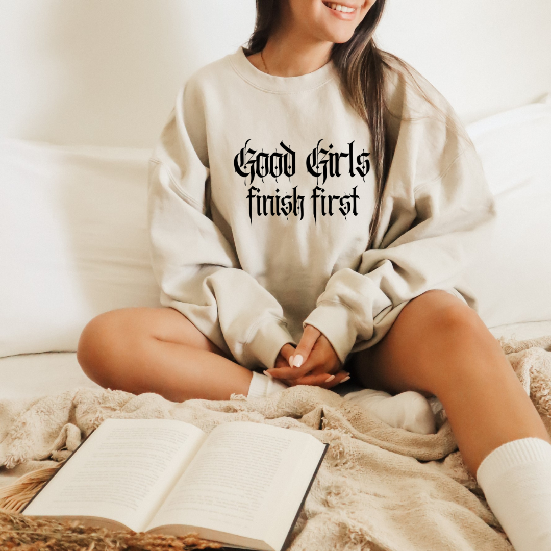 Good Girls Finish First Crewneck Sand